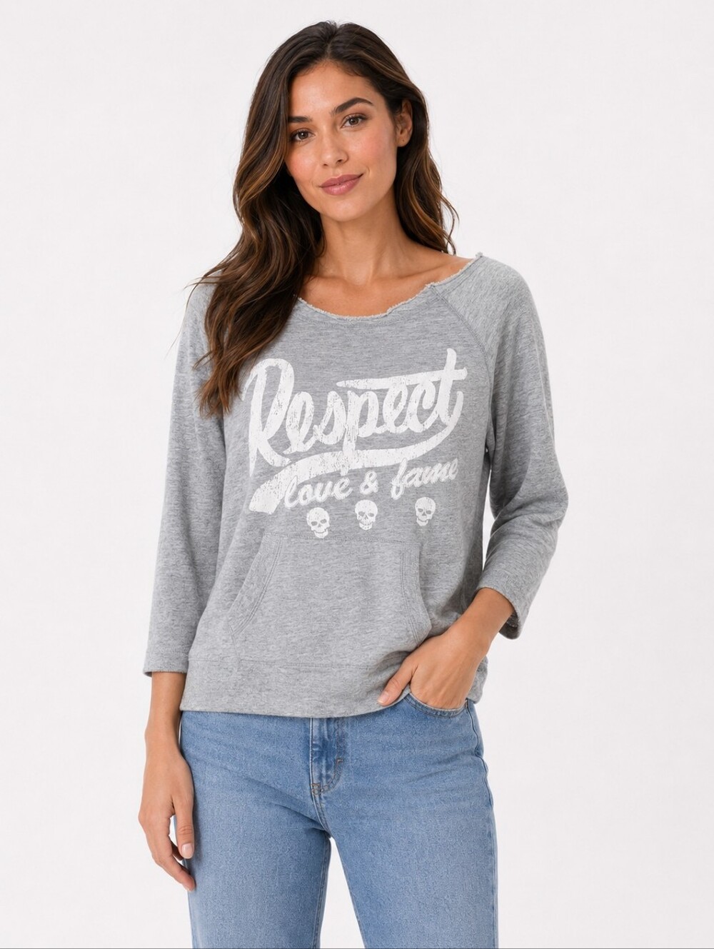 Derek Heart Grey Respect Love and Fame Sweater Size S